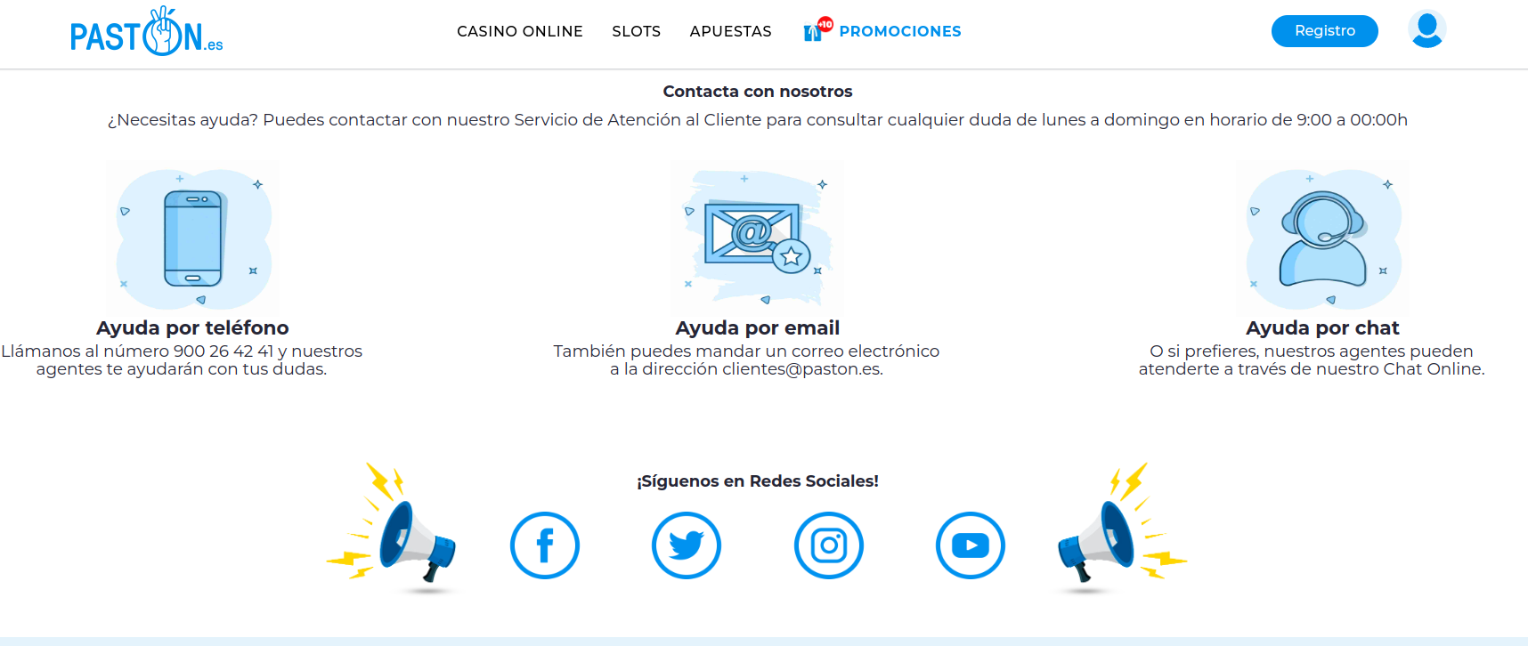 Atención al cliente en Pastón.es